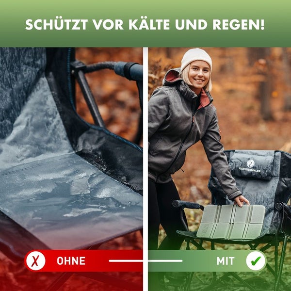 Naturbummler ® 2er Set Thermo Sitzkissen Outdoor [Faltbar] mit Tragetasche – Stuhlkissen Sitzunterlage Stuhl Survival Wandern