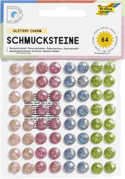 Folia  Schmucksteine GLITTERY CHARM, selbstklebend, 64 Stück