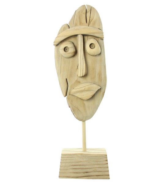 FRANK FLECHTWAREN | Holzdeko Gesicht, HOLZ, 16 x 7 x 46 cm