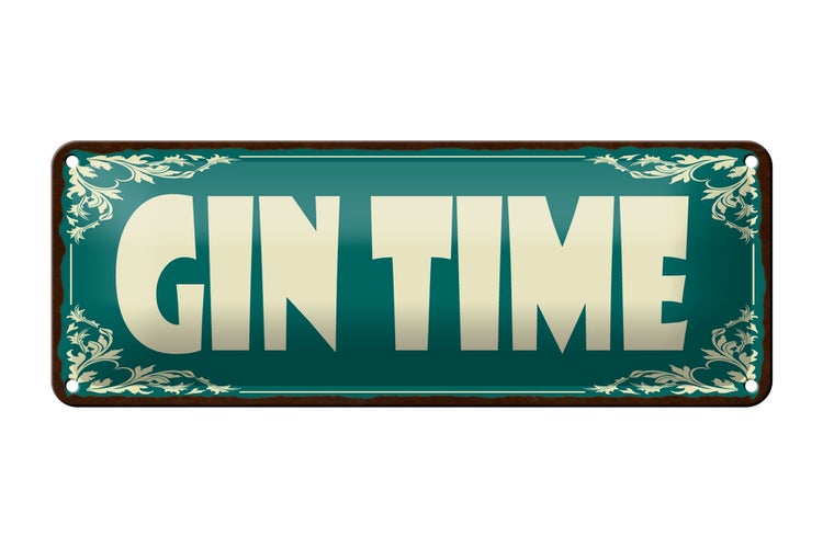 Blechschild Spruch 27x10cm Gin Time Dekoration