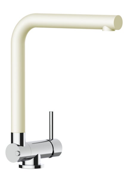 Wasserhahn Vorfenster Küchenarmatur, Umklappbar 4,5 CM, mit 360° schwenkbarem L-Auslauf, Verchromt / Sand Beige