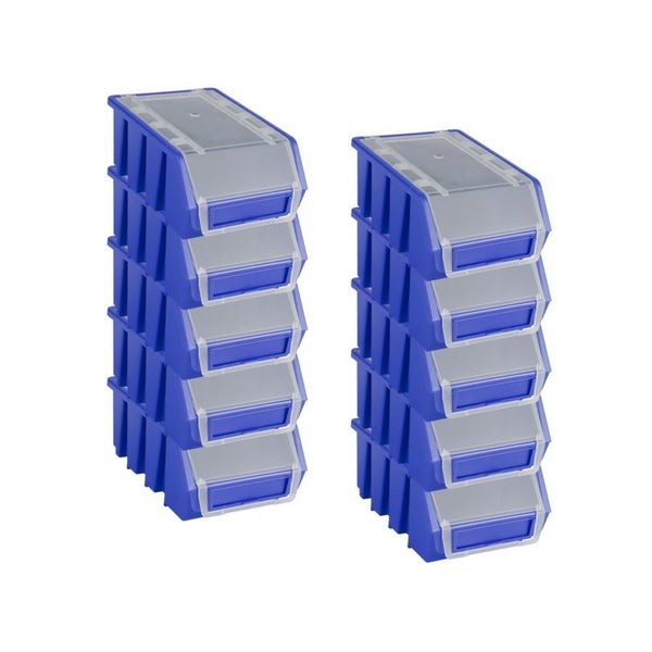 PROREGAL SuperSparSet 10x Sichtlagerbox 2 mit Deckel HxBxT 7,5 x 11,6 x 16,1 cm Polypropylen Blau