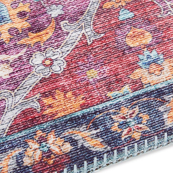 Kurzflor Teppich Kashmir Ghom Bunt - 80x150x0,7cm