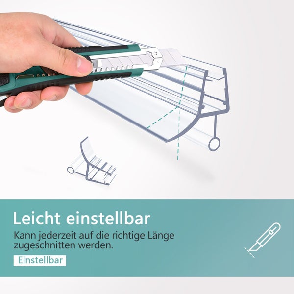 Duschdichtung aus Kunststoff mit Wasserabweiser und Schlauchdichtung für Duschkabinen