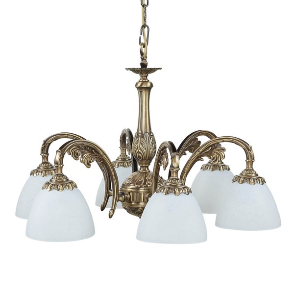 Deckenleuchte mit sechs Armen und Lampenschirmen