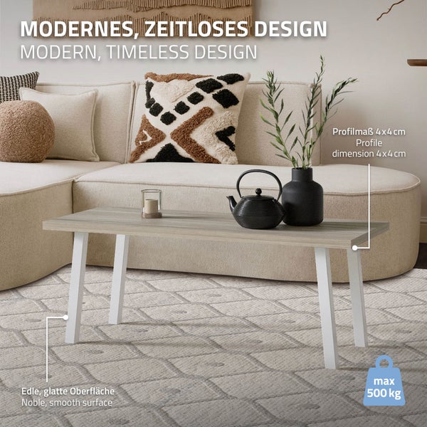 ML-Design 4er Set Tischbeine schräg H:42 cm, Weiß glänzend, aus pulverbeschichtetem Stahl, eckig, Profil 4x4 cm, I-Form, Möbelfüße Metall 96° Neigung, Tischfüße Möbelbeine für Couchtisch, Sitzbank