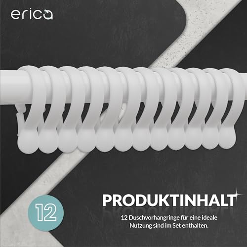 Erica Duschvorhangringe für Duschstange Weiß 12er Packung
