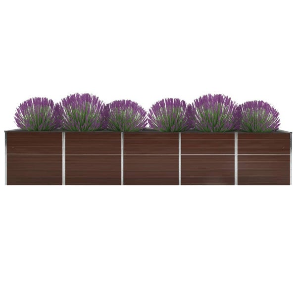 Hochbeet mit lila Pflanzen