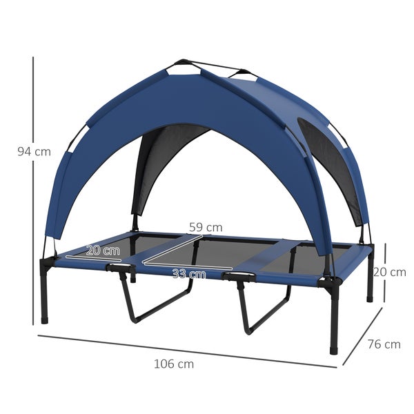 PawHut Erhöhtes Hundebett, 106L x 76B x 94H cm, Oxford, Taftstoff, Blau