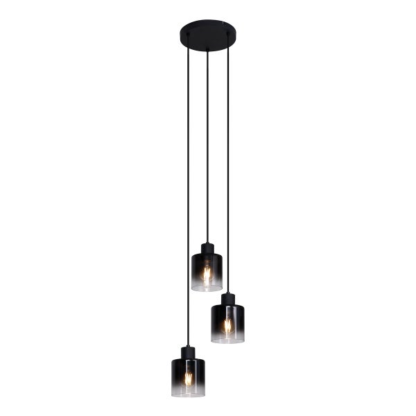 Moderne Pendelleuchte Schwarz mit Rauchglas 3-flammig - Dame