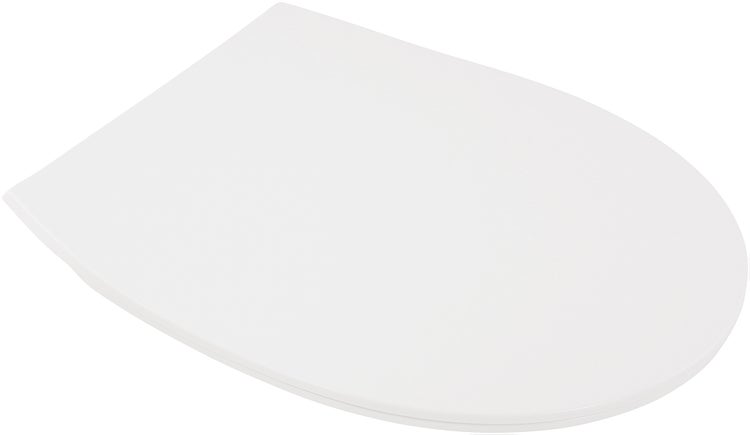 Calmwaters® Flacher WC-Sitz mit Absenkautomatik, Slim, antibakterieller Duroplast Toilettensitz, Edelstahl-Scharniere, Abnehmbar, extraflacher WC-Deckel, Standard O-Form, 26LP3163