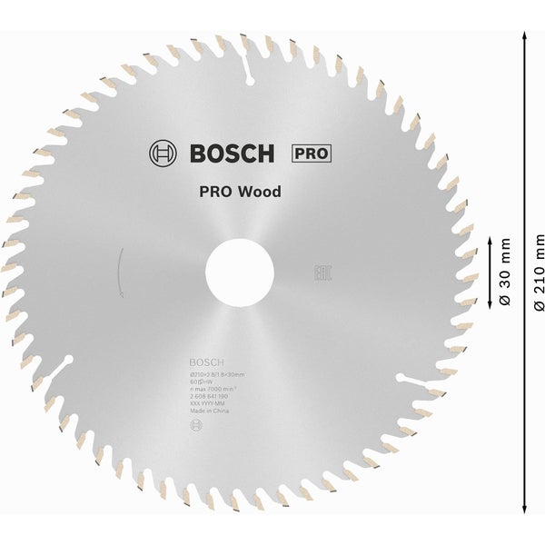 Bosch PRO Wood Kreissägeblatt 210 x 2,8 x 30 mm - 2608641190