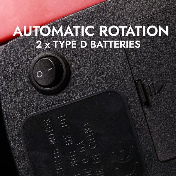 Detailansicht eines Geräts mit Schalter und Batteriefach für zwei D Batterien