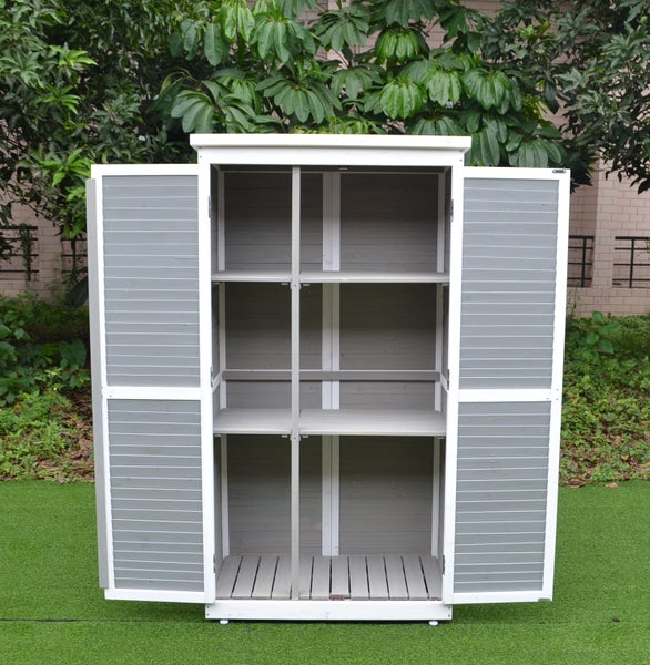 Gartenschrank MOMO 87 x 47 x 160 cm grau-weiß
