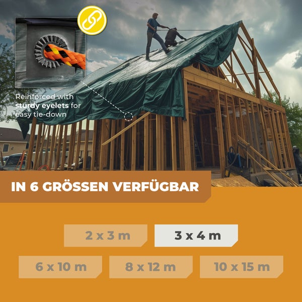Abdeckplane in Grün/Blau 250g/m² 3x4m Premium