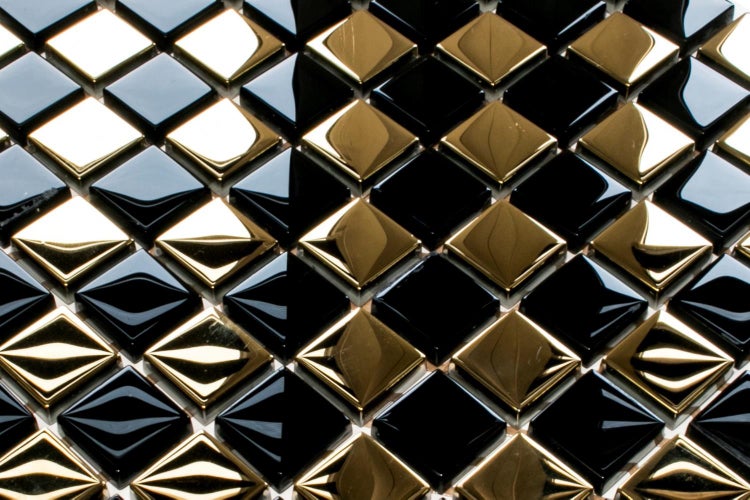 Glasmosaik auf Netz für Bad und Küche 30cm x 30cm  - Gold dama