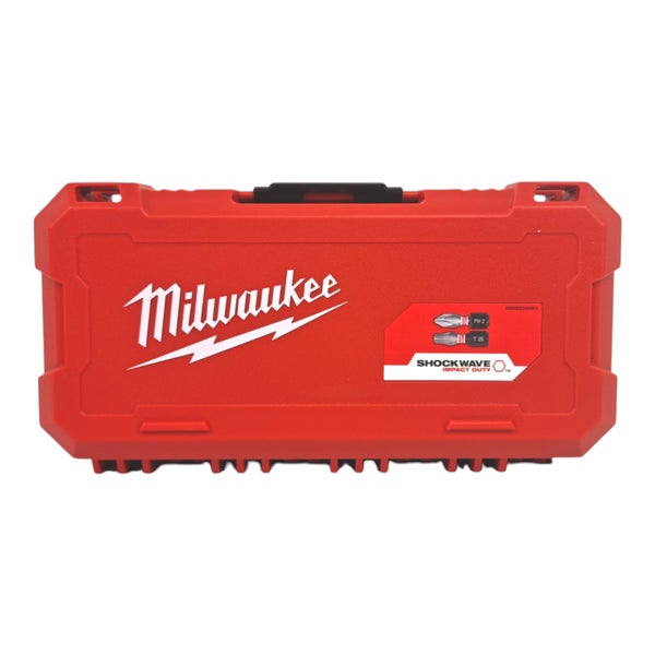 Roter Milwaukee Werkzeugkoffer für Shockwave Impact Duty Bits aus robustem Kunststoff.