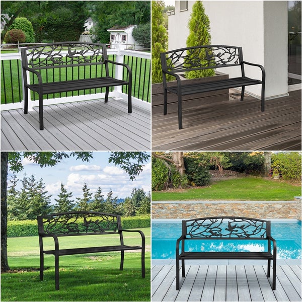 Gartenbank mit Vogeldesign auf Terrassen und im Garten