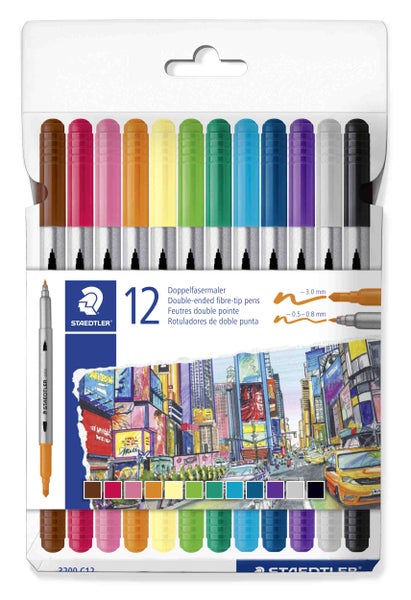 Staedtler Doppel-Fasermaler, 12er-Packung