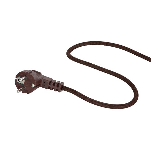 Brauner Stecker mit Textilkabel