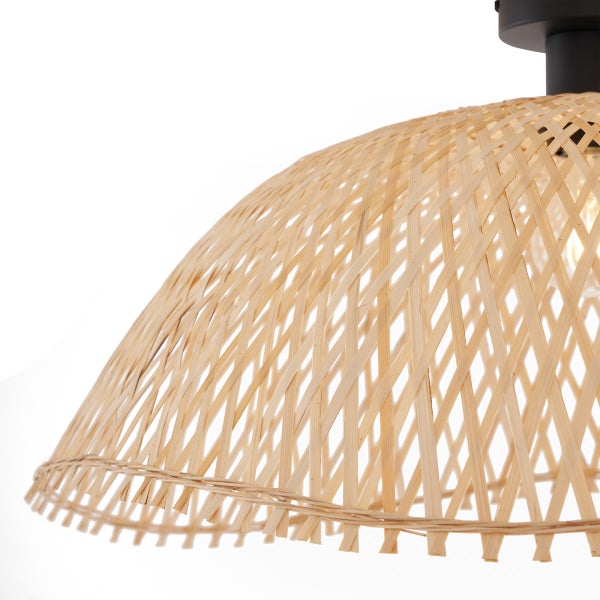 Art-Deco-Deckenleuchte Schwarz mit Naturbambus 60cm - Alka