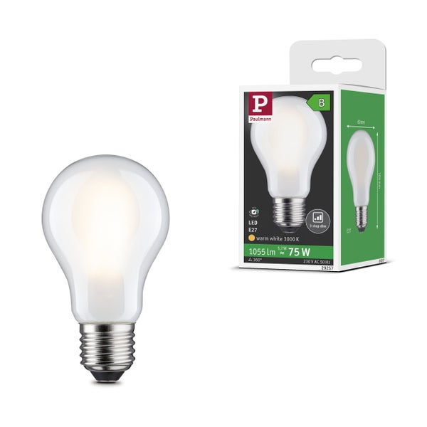 Set von drei LED Filament Glühlampen mit E27 Sockel in klassischer Tropfenform für warmweißes Licht