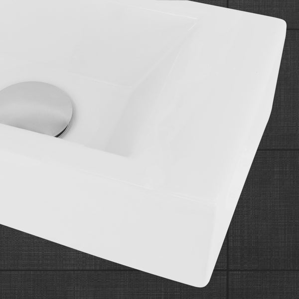 ML-Design Waschbecken aus Keramik in Weiß 40x18,5x10 cm, Eckig, klein, Hahnloch links, Wandmontage oder Aufsatzwaschbecken, Moderne Waschtisch Waschschale Waschplatz Handwaschbecken, für Badezimmer
