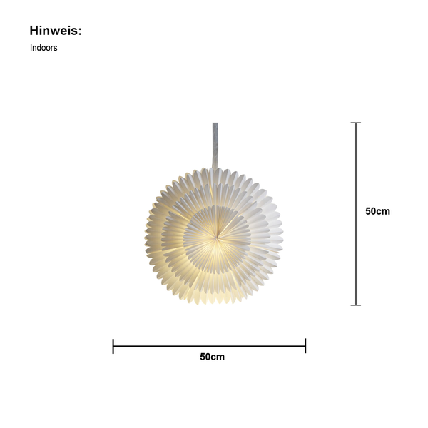 Dekorative Papiersternleuchte mit 50 Zentimeter Durchmesser für den Innenbereich