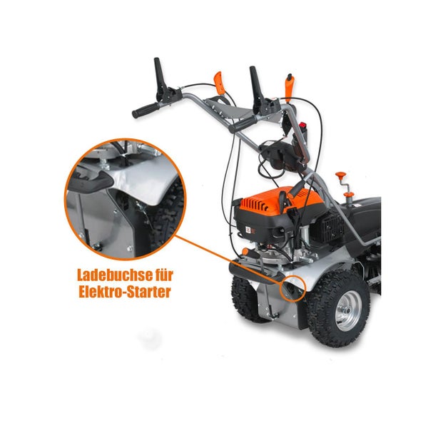 Detailansicht Schneefräse mit Ladebuchse für Elektrostarter
