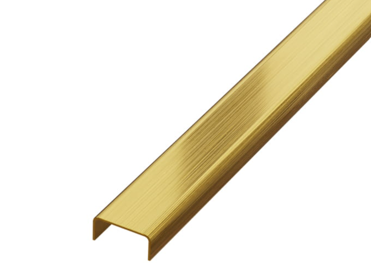 C-Profil aus geschliffenem Edelstahl 2700mm X 20mm x 9mm - Satingold