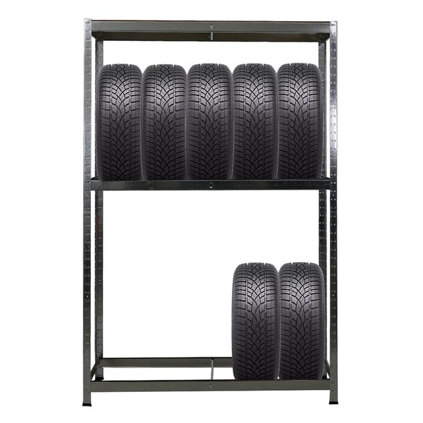 PROREGAL Mega Deal 3x Reifenregal RAGNAR HxBxT 180 x 120 x 40cm bis zu 8 Reifen auf 2 Ebenen + Ablage 265kg Fachlast Verzinkt