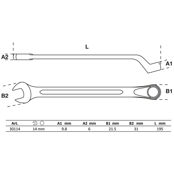 BGS Maul-Ringschlüssel gekröpft SW 14 mm - 30114