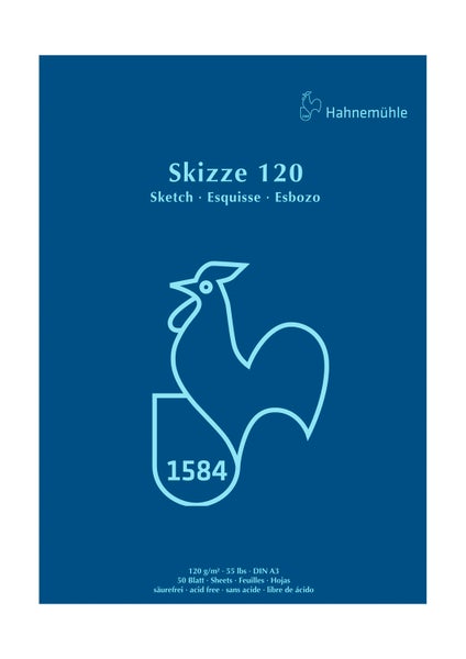 Hahnemühle Skizzenpapier Skizze 120, 50 Blatt, säurefrei, Format DIN A3