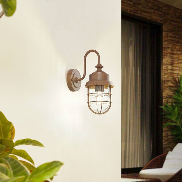 Lindby Wandleuchte außen (Laterne) Adalie (spritzwassergeschützt (Landhaus, Vintage Rustikal) in Braun aus Metall (1 flammig E27) - Außenwandleuchten Wandlampe Led Außenlampe Outdoor