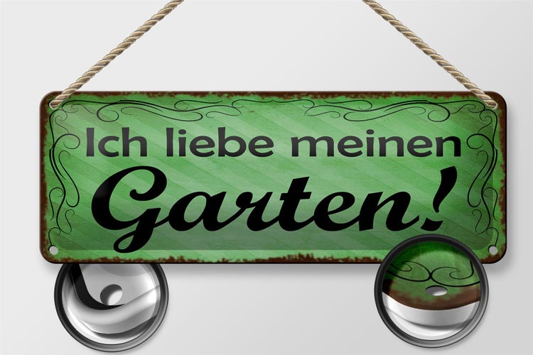 Blechschild Spruch 27x10cm ich liebe meinen Garten Dekoration