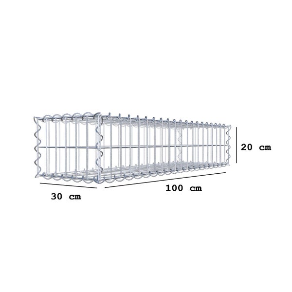 Gabione 100 cm x 20 cm x 30 cm (L x H x T), Maschenweite 5 cm x 10 cm, Spirale