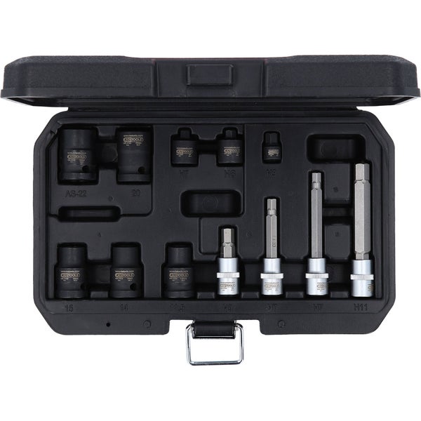 Steckschlüsselsatz mit verschiedenen Größen in schwarzem Koffer