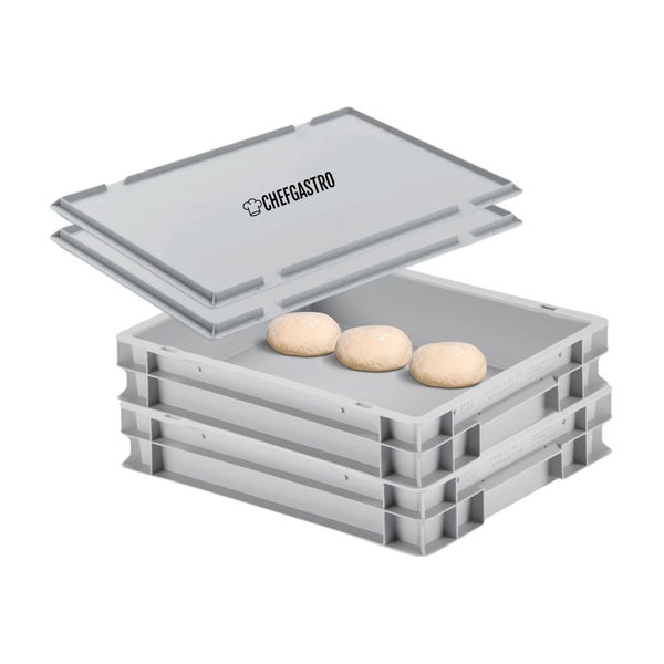 CHEFGASTRO SuperSparSet 2 x Pizzaballenbox Mit 2 x Deckel HxBxT 8,5 x 30 x 40 cm 9 Liter Teigwanne Für Pizzateig Sstapelbare Pizzabox