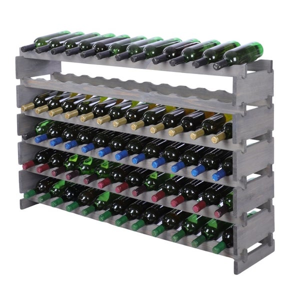 Weinregal VINOTECA FLEX PRO HxBxT 79x123x28cm 72 Flaschen auf 6 Ebenen Massives Kiefernholz Grau