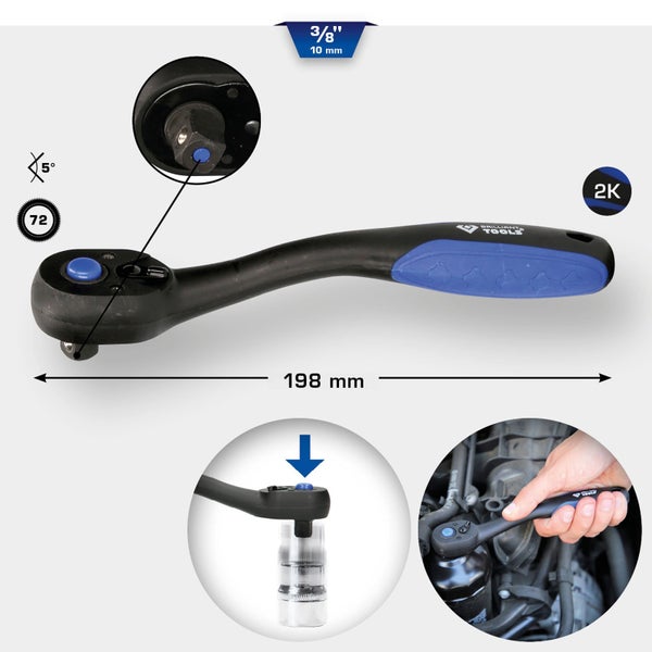 Umschaltknarre mit gebogenem Griff