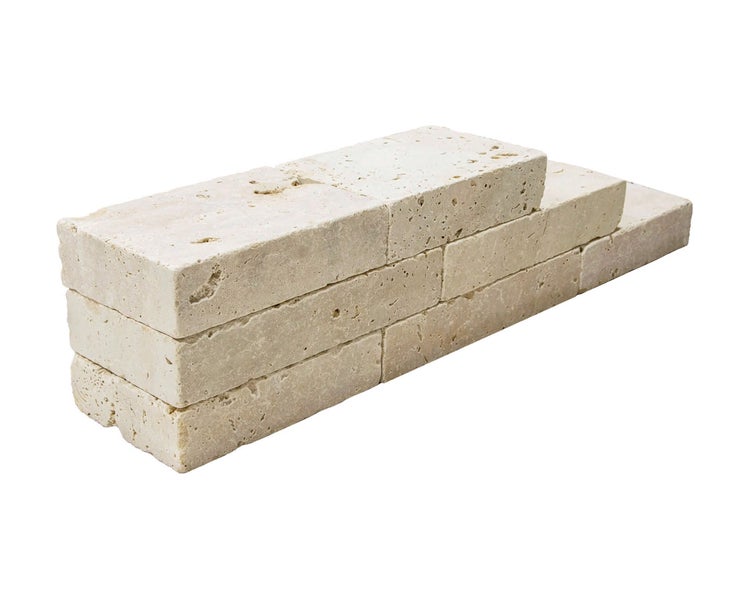 Wohnrausch Naturstein Mauersteine Travertin EXTRA LIGHT, gesägt, getrommelt, beige, L 15-50, B 18-20, H 7,5 cm, 1 qm