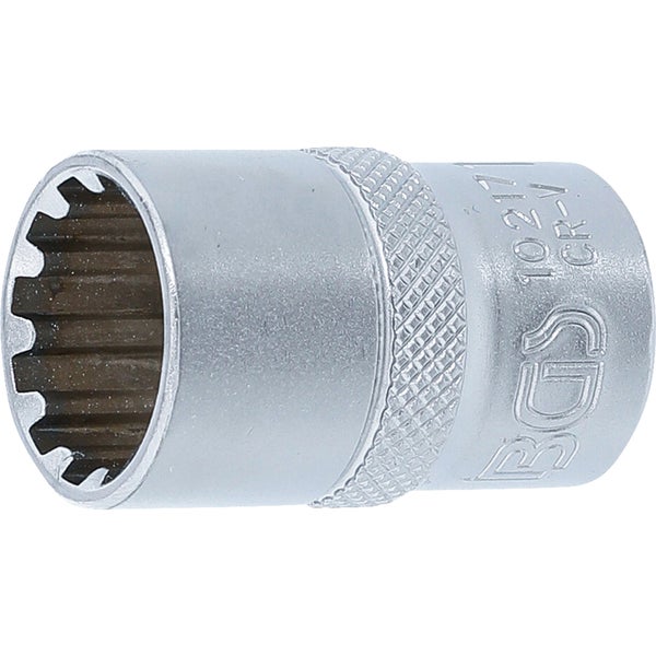 BGS Steckschlüssel-Einsatz Gear Lock Antrieb Innenvierkant 12,5 mm (1/2) SW 17 mm - 10217