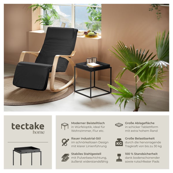 Beistelltisch tectake Cambridge 40 x 40 x 44 cm Stahl schwarz