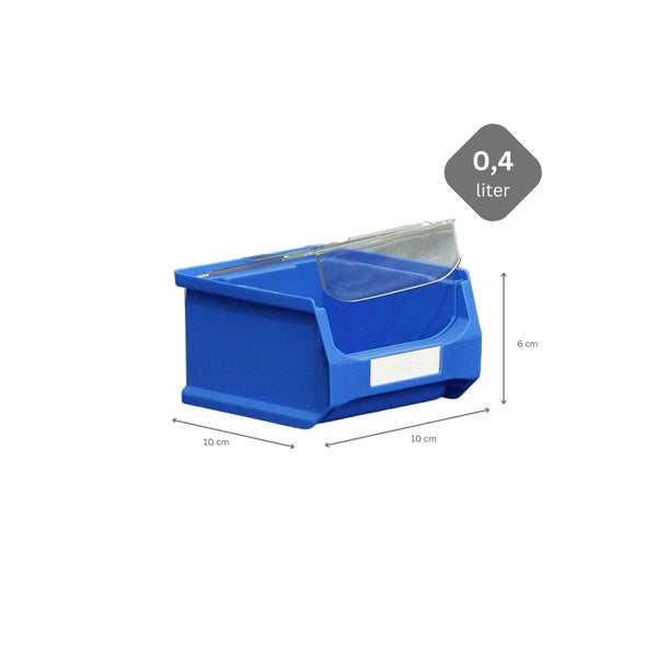 PROREGAL SparSet 5 x Blaue Sichtlagerbox 1.0 Mit Abdeckung HxBxT 6 x 10 x 10 cm 0,4 Liter Sichtlagerbehälter Sichtlagerkasten