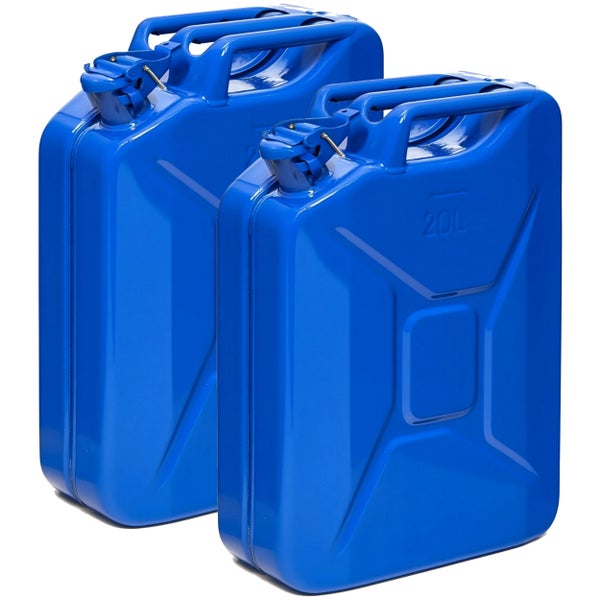 Zwei blaue 20 Liter Kraftstoffkanister