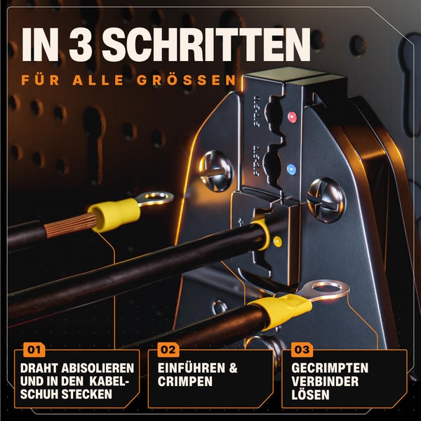 BAURIX® Crimpzange I Kabelschuhzange für 0,50-6,00 mm² Kabelhülsen I Kabelschuh Zange I Crimpzangen I Krimpzange I Crimp Zange I Presszange