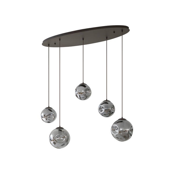 Lindby Pendelleuchte Valentina (Design, Modern) in Alu aus Glas (5 flammig E27) - Hängelampe Esstischlampe Hängeleuchte Wohnzimmerleuchte