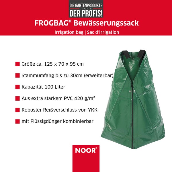 Bewässerungssack für Bäume FROGBAG PRO - 100 Liter - Wassersack als Bewässerungsbeutel - aus reißfestem PE-Gewebe 420g/m²