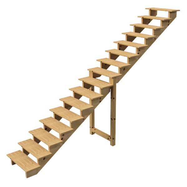 Holztreppe mit dreizehn Stufen