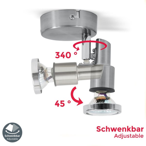 Wandleuchte - 4,8W, 400lm, LED, schwenkbar, IP44, warmweiß, silberfarbig